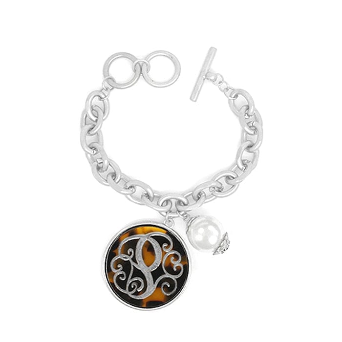 AB9590 - PWS Initial "P" Tortoise Shell Charm Bracelet - MiMi Wholesale