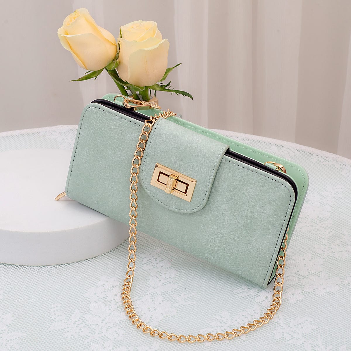 AD041 Turn Lock Crossbody Wallet - MiMi Wholesale