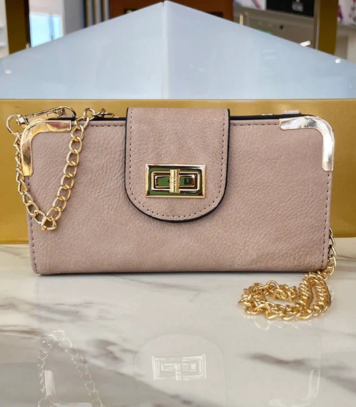 AD041 Turn Lock Crossbody Wallet - MiMi Wholesale