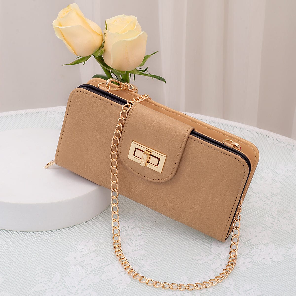 AD041 Turn Lock Crossbody Wallet - MiMi Wholesale