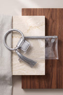 AD205T See Through Clear Cuff Handle Tassel Wristlet Crossbody - MiMi Wholesale