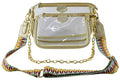 AD748T Clear Double Zip Crossbody Bag With Guitar/Chain Strap - MiMi Wholesale