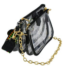 AD748T Clear Double Zip Crossbody Bag With Guitar/Chain Strap - MiMi Wholesale