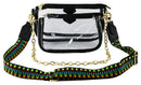 AD748T Clear Double Zip Crossbody Bag With Guitar/Chain Strap - MiMi Wholesale