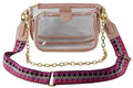 AD748T Clear Double Zip Crossbody Bag With Guitar/Chain Strap - MiMi Wholesale