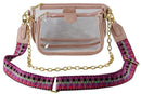 AD748T Clear Double Zip Crossbody Bag With Guitar/Chain Strap - MiMi Wholesale
