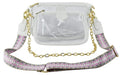 AD748T Clear Double Zip Crossbody Bag With Guitar/Chain Strap - MiMi Wholesale