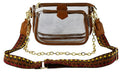 AD748T Clear Double Zip Crossbody Bag With Guitar/Chain Strap - MiMi Wholesale