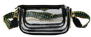 AD748T Clear Double Zip Crossbody Bag With Guitar/Chain Strap - MiMi Wholesale