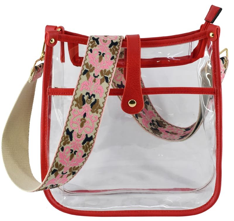 AD771T Amarah Clear Crossbody Bag With Guitar Strap - MiMi Wholesale