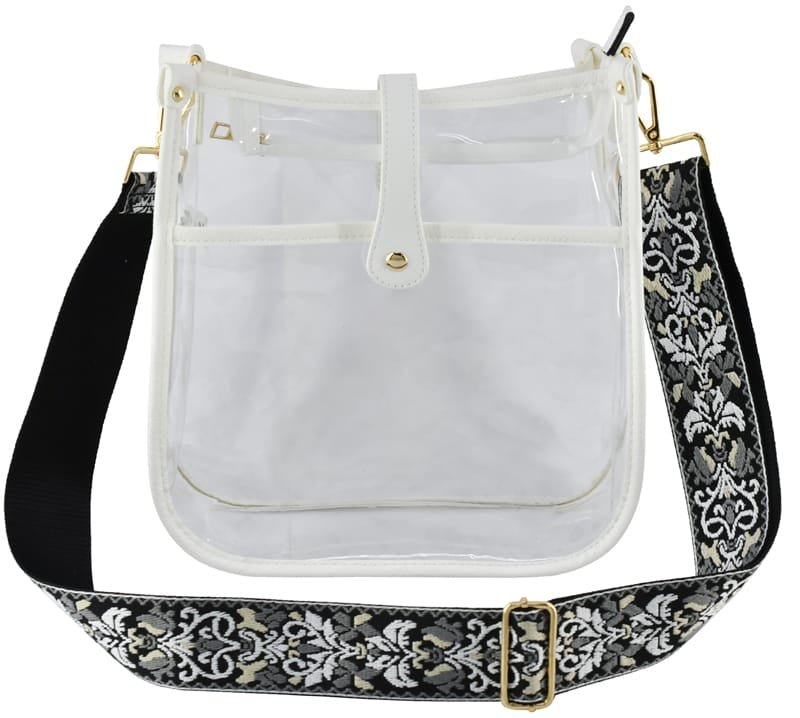 AD771T Amarah Clear Crossbody Bag With Guitar Strap - MiMi Wholesale