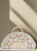 AIN232 Half Moon Straw Clutch With Wood Handles - MiMi Wholesale