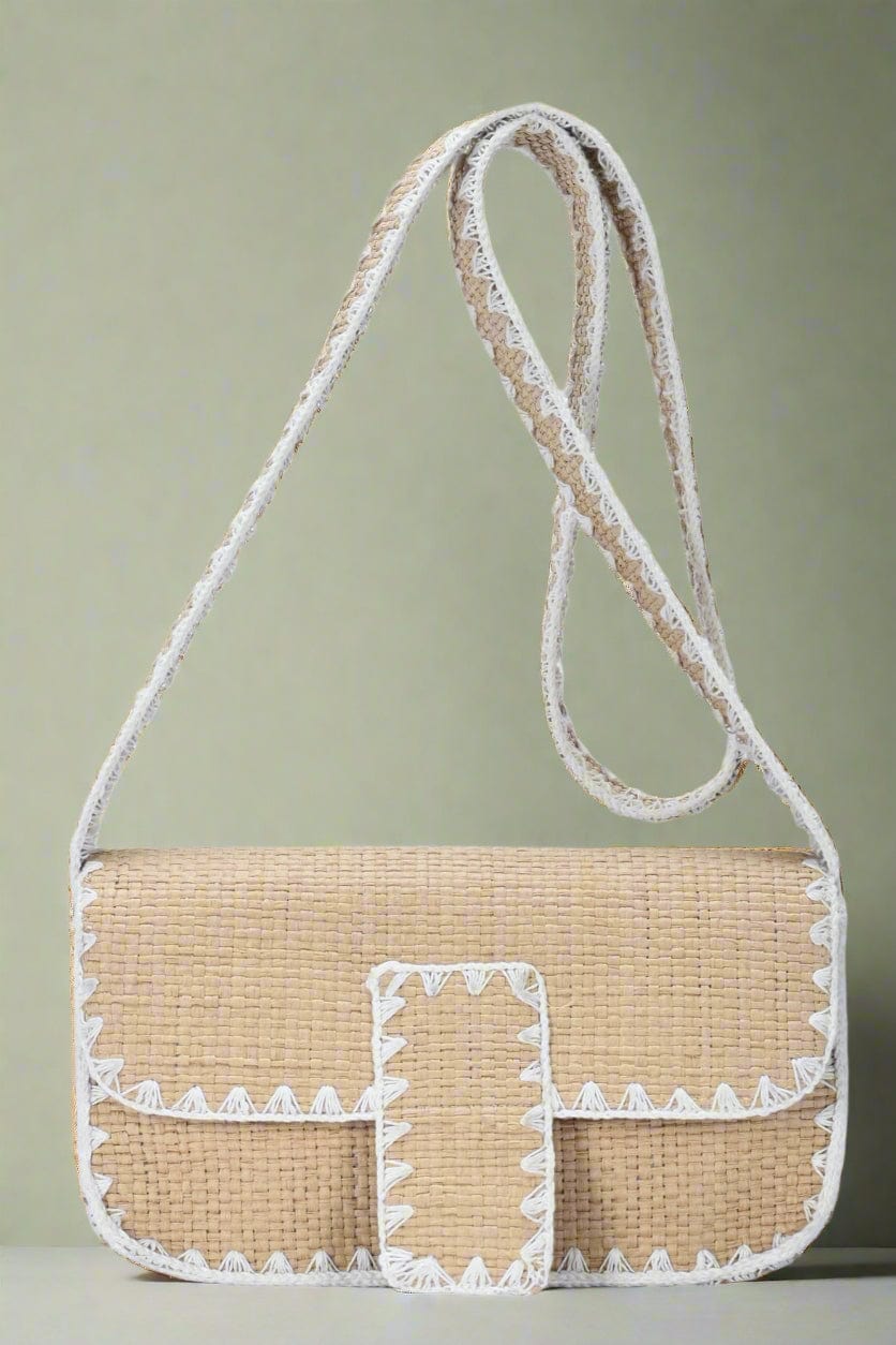AIN278 Camila Straw Contrast Stitch Crossbody Bag - MiMi Wholesale