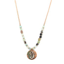 AN1318 - GAMT2 27" Rose Gold Tone & Patina 'G' Semi Precious Bead Necklace - MiMi Wholesale