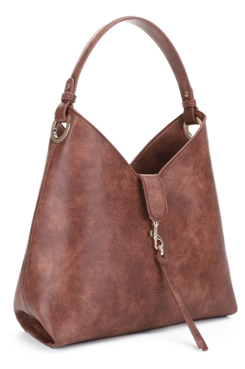 AS20598 Clasp With Tassel Accent Hobo Bag - MiMi Wholesale