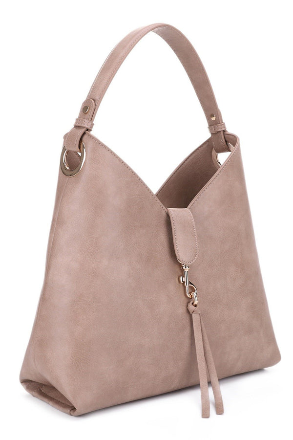 AS20598 Clasp With Tassel Accent Hobo Bag - MiMi Wholesale