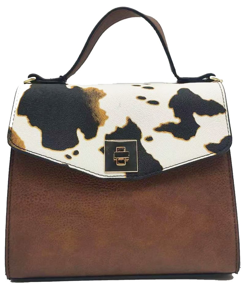 AS2771 Colorblock Twist Lock Flap Satchel/Crossbody Bag - MiMi Wholesale