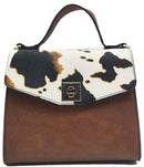 AS2771 Colorblock Twist Lock Flap Satchel/Crossbody Bag - MiMi Wholesale