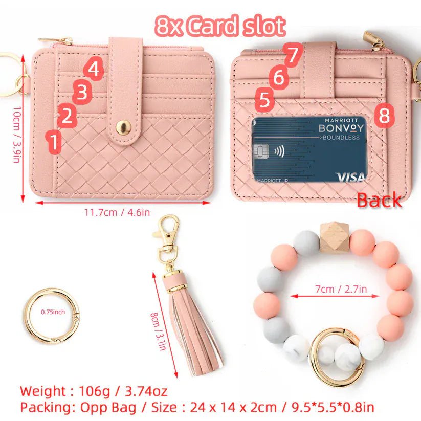 BB139x205 Nina Beaded Keychain Bracelet & Woven Wallet Combo - MiMi Wholesale