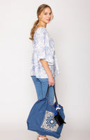 BBT510134 Emma Nylon Paisley Pattern Rope Handle Tote Bag - MiMi Wholesale