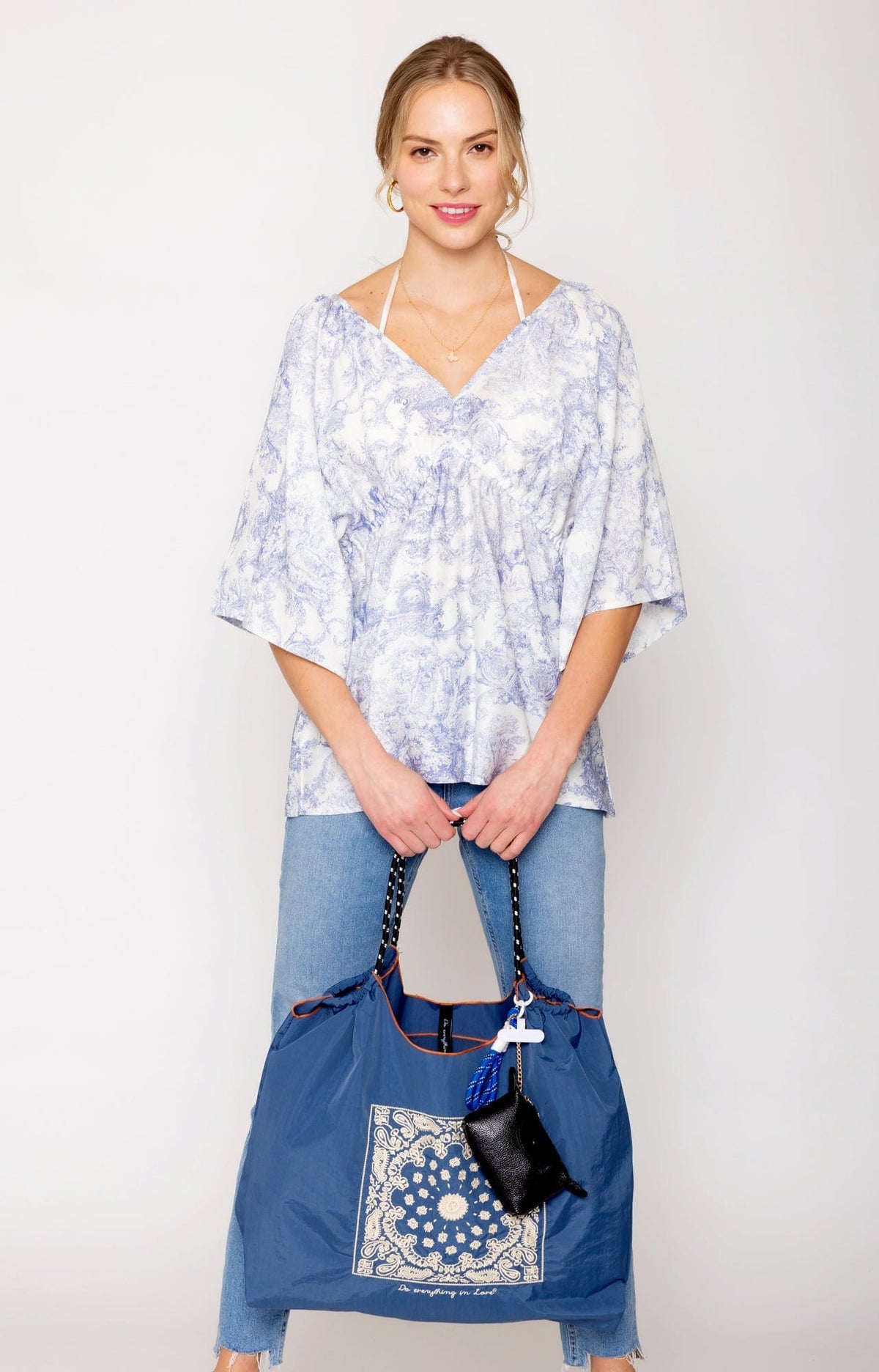 BBT510134 Emma Nylon Paisley Pattern Rope Handle Tote Bag - MiMi Wholesale