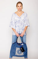 BBT510134 Emma Nylon Paisley Pattern Rope Handle Tote Bag - MiMi Wholesale