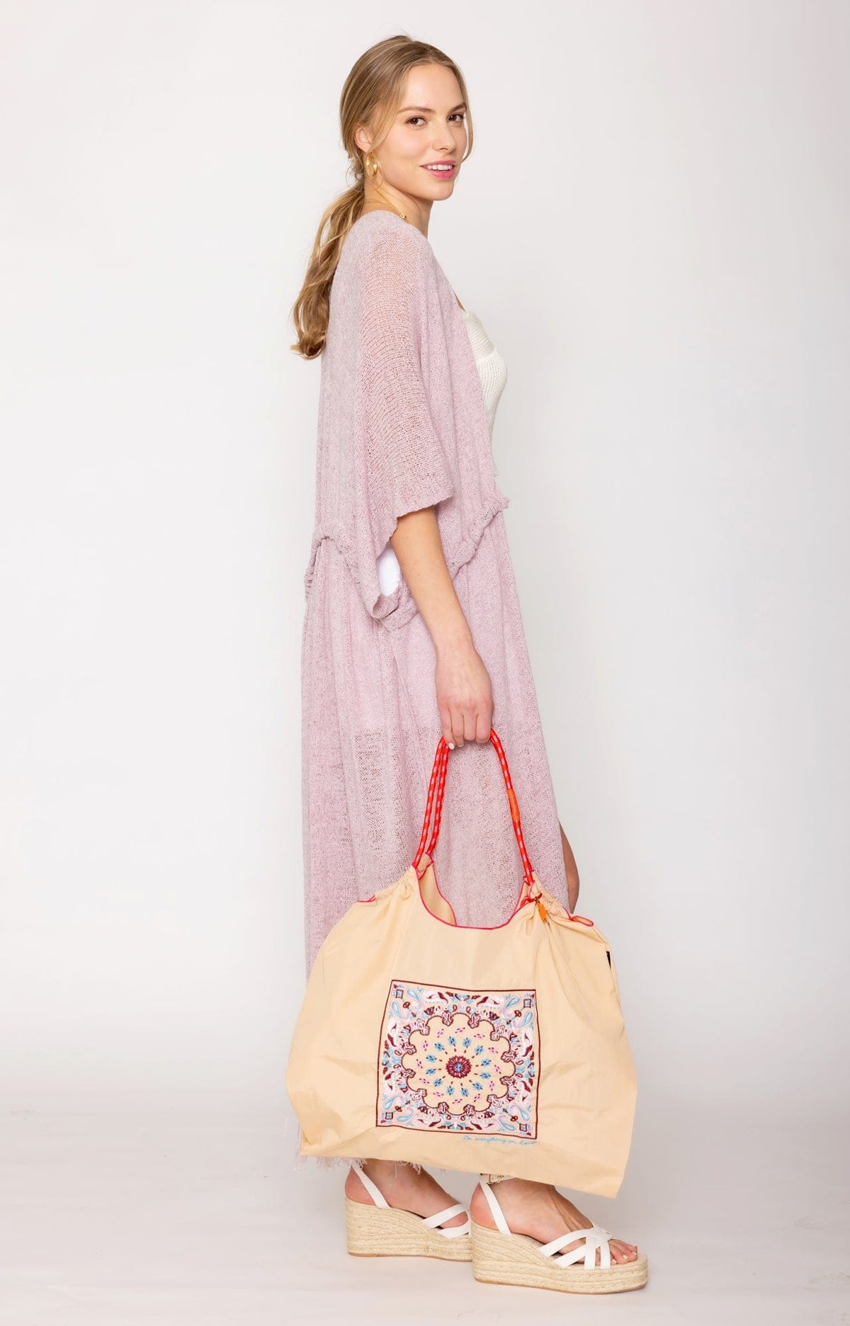 BBT510135 Aizha Nylon Paisley Pattern Rope Handle Tote Bag - MiMi Wholesale