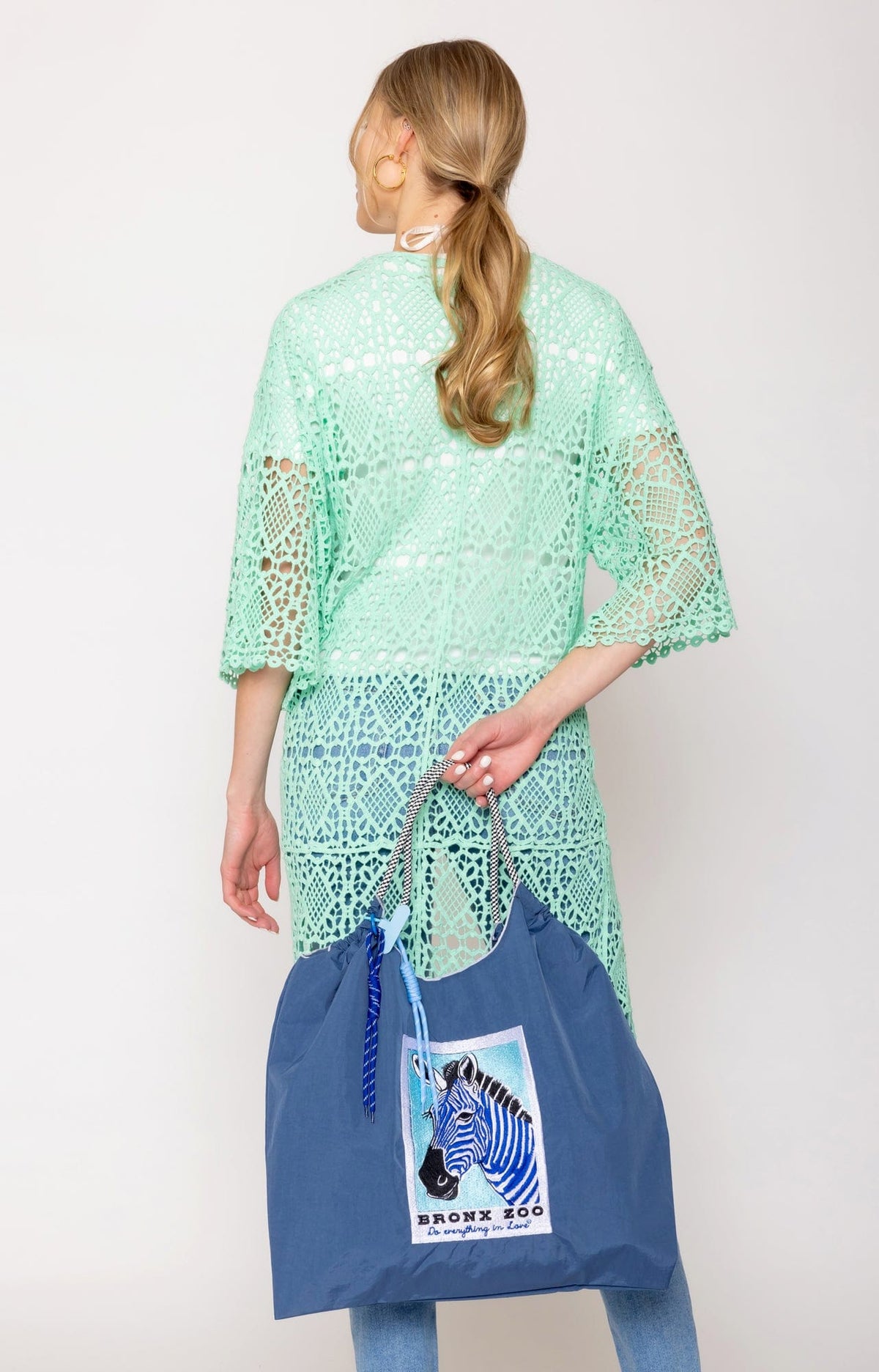 BBT510138 Zebra Pattern Nylon Rope Handle Tote Bag - MiMi Wholesale