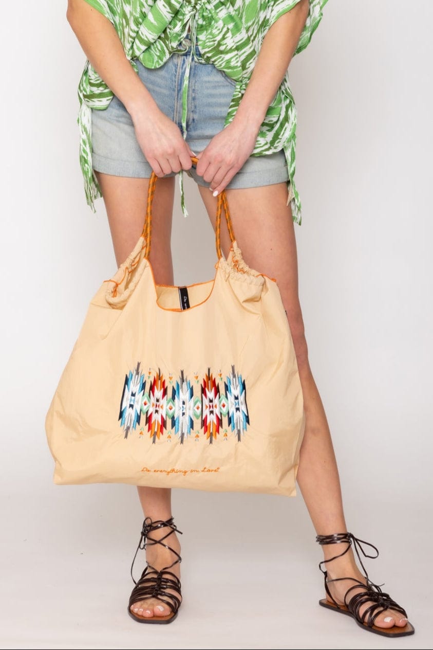 BBT510143 Nylon Aztec Pattern Rope Handle Tote Bag