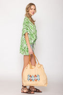 BBT510143 Nylon Aztec Pattern Rope Handle Tote Bag - MiMi Wholesale