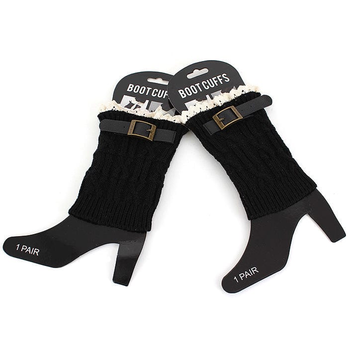 BC10114 Fashion Buckled Crochet Boot Cuffs/Leg Warmers - MiMi Wholesale