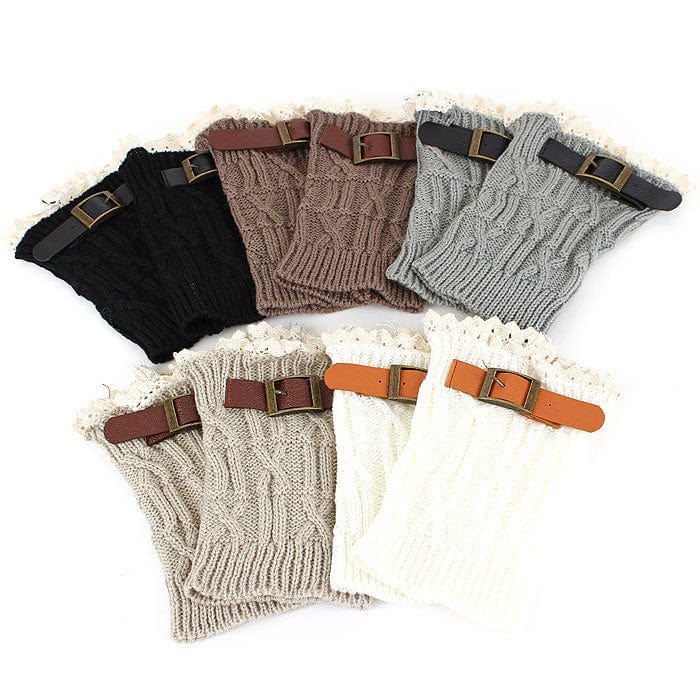 BC10114 Fashion Buckled Crochet Boot Cuffs/Leg Warmers - MiMi Wholesale