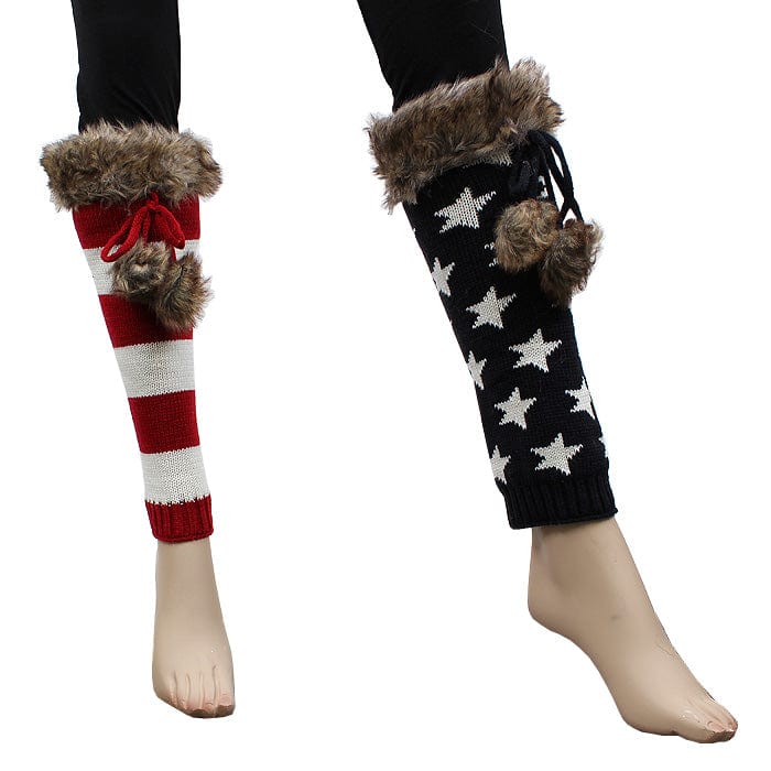 BC10251 American Flag Knit Boot Cuffs - MiMi Wholesale