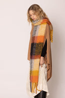BCL120111 Plaid Cozy Scarf With Fringe - MiMi Wholesale
