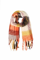 BCL120111 Plaid Cozy Scarf With Fringe - MiMi Wholesale