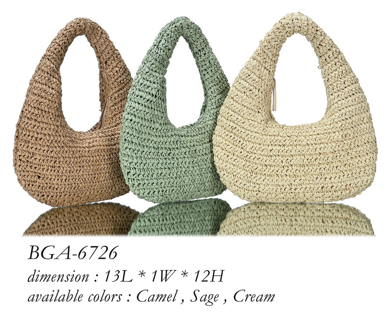 BGA6726 Reyna Straw Shoulder Bag - MiMi Wholesale