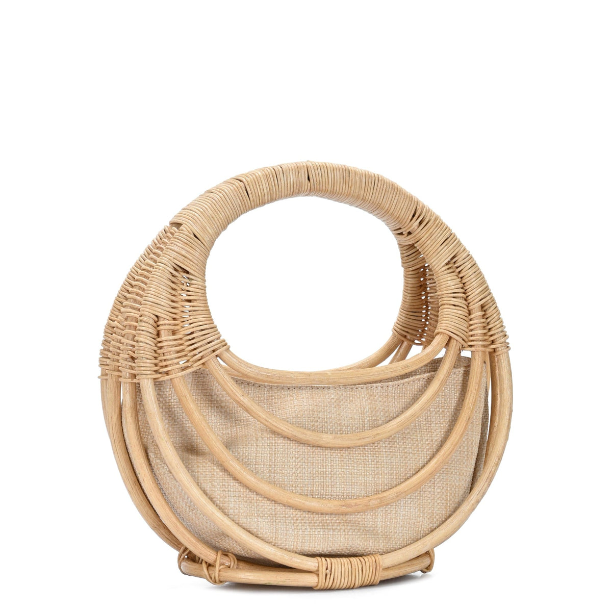 BGA8288 Rattan Top Handle Circle Bag - MiMi Wholesale