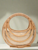 BGA8288 Rattan Top Handle Circle Bag - MiMi Wholesale