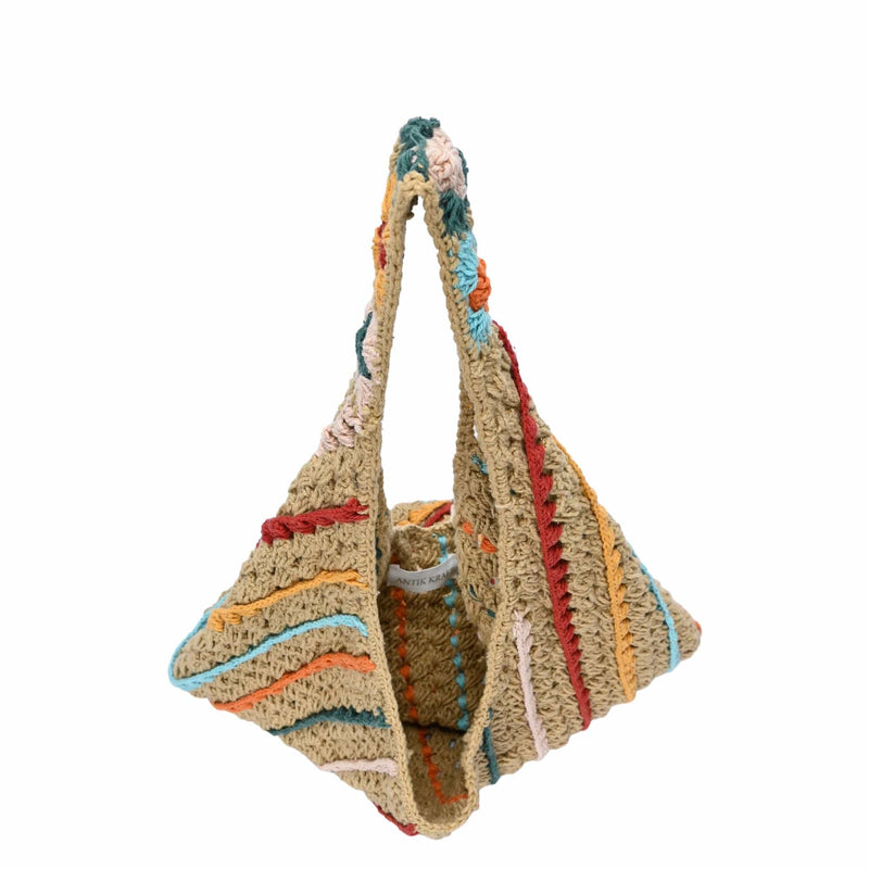 BGAIN158 Rainbow Crochet Hobo Tote Bag - MiMi Wholesale