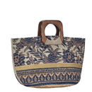 BGAIN203 Handmade Tropical Boho Jute Tote With Wooden Handles - MiMi Wholesale