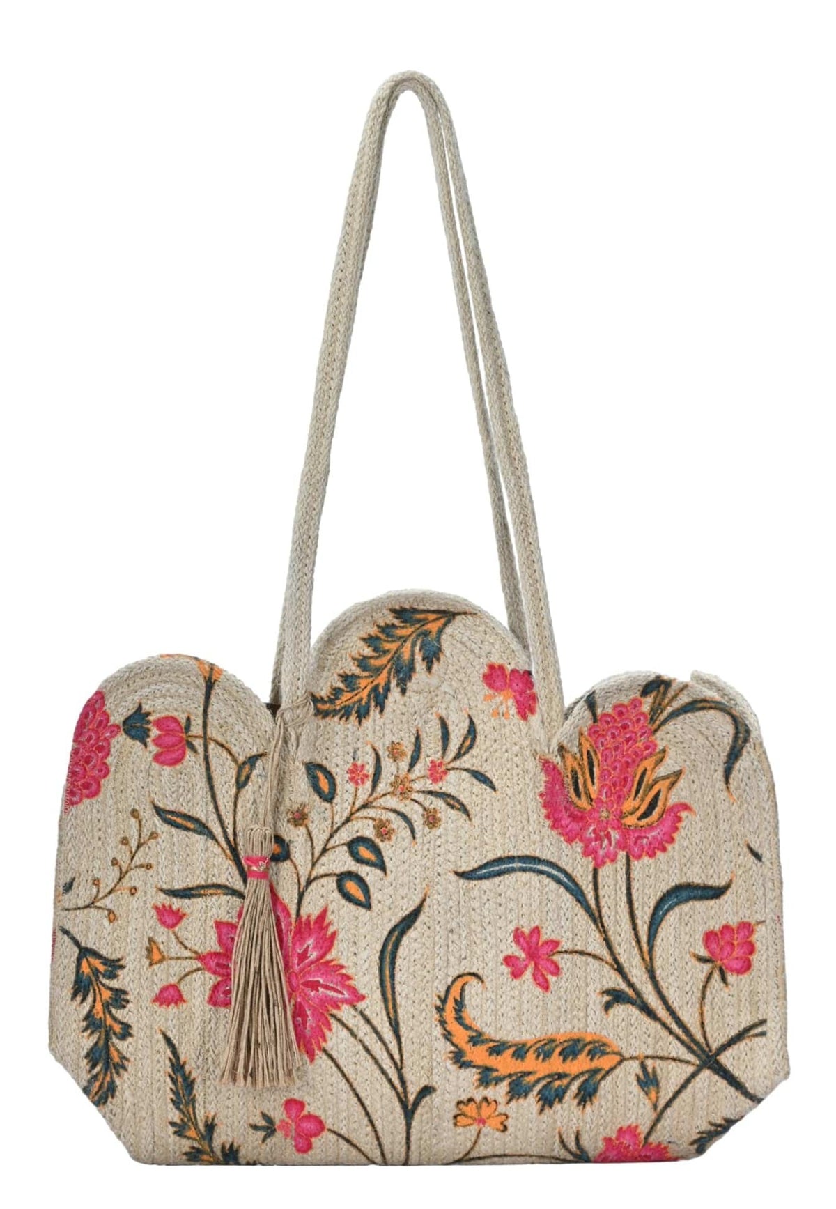 BGAIN235 Handmade Jute Floral Tote - MiMi Wholesale