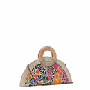 BGAIN236 Handmade Half Moon Jute Floral Clutch With Chain Strap - MiMi Wholesale