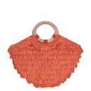 BGAIN277 Donna Raffia Ruffle Tote Bag With Wooden Handles - MiMi Wholesale