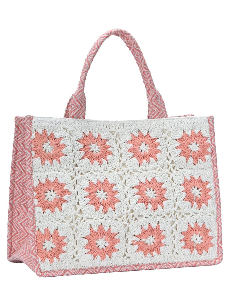 BGAIN302 Flower Crochet Tote Bag - MiMi Wholesale