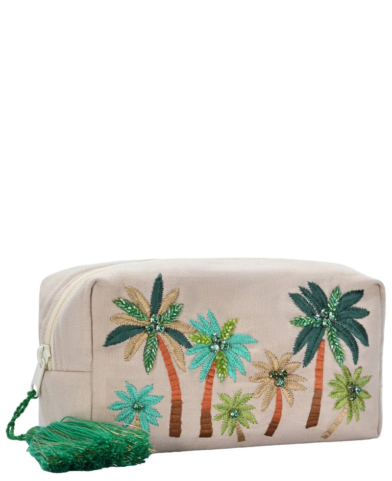 BGAIN327 Handmade Embroidered Palm Tree Pouch With Tassel - MiMi Wholesale