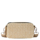 BGS6844 Helena Straw Crossbody Bag With Leather Paneling - MiMi Wholesale