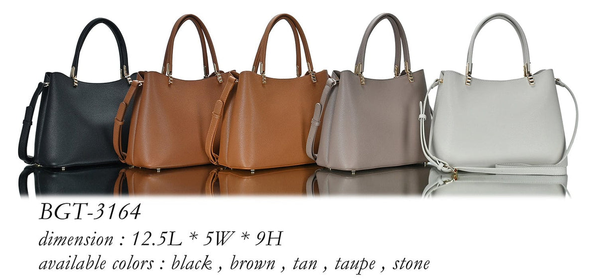 BGT3164 Two Compartment Structured Top Handle Handbag/Satchel - MiMi Wholesale