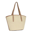 BGW6609 Pia Three Compartment Straw Tote Bag - MiMi Wholesale