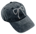 BHC410230 Large Rhinestone Bow Baseball Cap - MiMi Wholesale