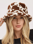 BKC0136 Fur Cow Bucket Hat - MiMi Wholesale